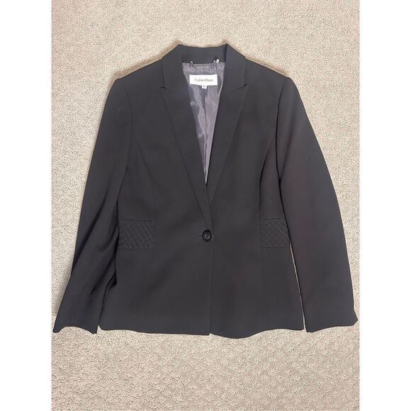 NEW Calvin Klein Suit Black Quilted Waist Blazer Pants Suit Set 4P - Picture 1 of 13
